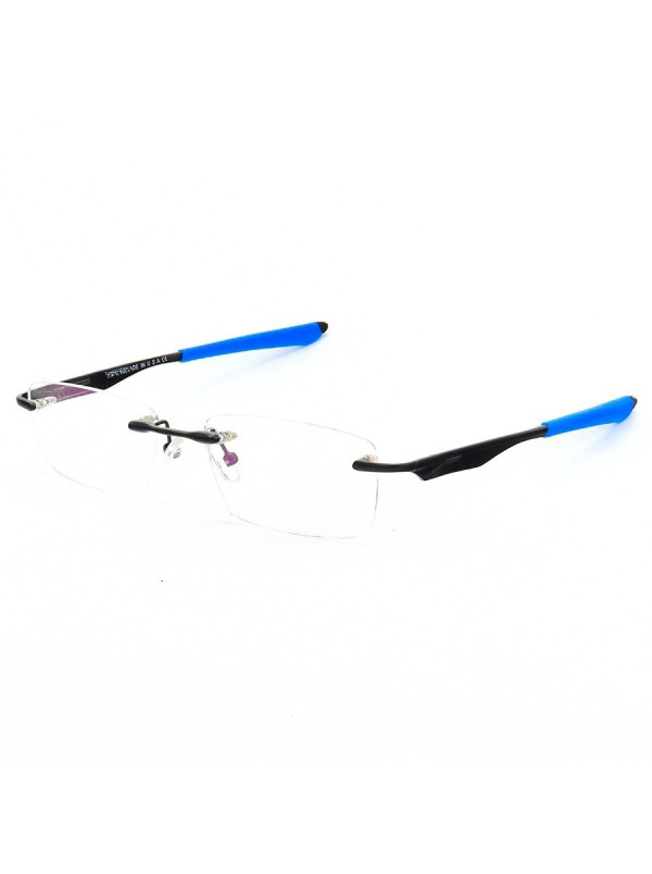 Armação de Óculos Flutuante Sem Aro Wingfold Preto e Azul Dark